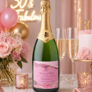 Elegante Rosa-Töne Geburtstagsfeier Schaumweinetikett