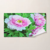 Elegante Rosa Tree Peony Blume mit Gelbzentrum Badhandtuch Set (Handtuch)