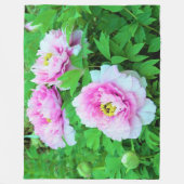 Elegante Rosa Tree Peony Blume mit Gelbzentrum Fleecedecke (Vorderseite)