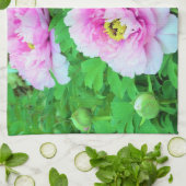 Elegante Rosa Tree Peony Blume mit Gelbzentrum Geschirrtuch (Gefaltet)