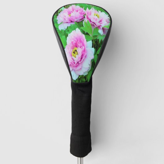 Elegante Rosa Tree Peony Blume mit Gelbzentrum Golf Headcover (Vorderseite)