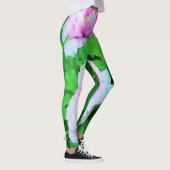 Elegante Rosa Tree Peony Blume mit Gelbzentrum Leggings (Rechts)