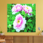 Elegante Rosa Tree Peony Blume mit Gelbzentrum Leinwanddruck (Insitu (Wohnzimmer))