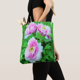 Elegante Rosa Tree Peony Blume mit Gelbzentrum Tasche