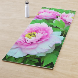 Elegante Rosa Tree Peony Blume mit Gelbzentrum Yogamatte