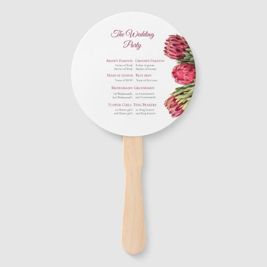 Elegante Rosa Tropical Proteas Hochzeitsfeier Fächer (Rückseite)