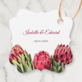 Elegante, rosa tropische Protea Blume Hochzeiten Geschenkanhänger (Rückseite)