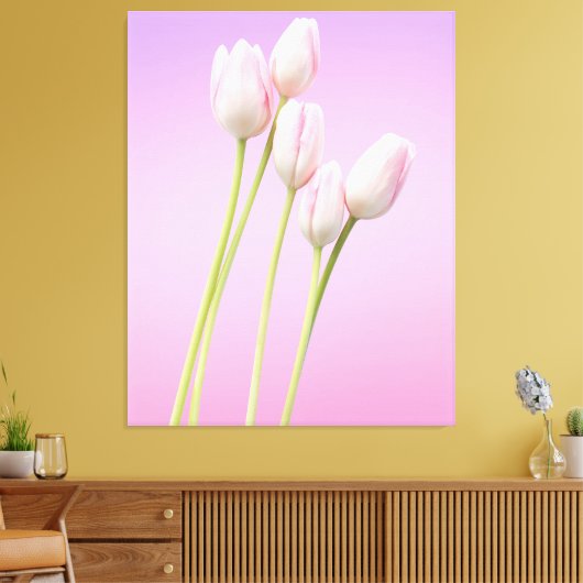 Elegante rosa Tulips gesteppte Canvas Print Leinwanddruck (Insitu (Wohnzimmer))