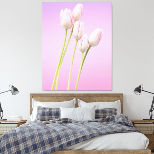 Elegante rosa Tulips gesteppte Canvas Print Leinwanddruck (Insitu (Schlafzimmer))