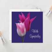 Elegante, rosa Tulpe Blume Beileid Karte (Vorderseite/Rückseite Beispiel)