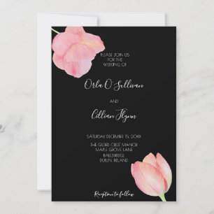 Elegante rosa Tulpe - minimalistische moderne Hoch Einladung