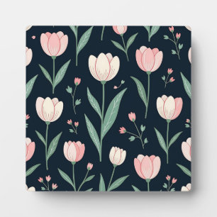 Elegante rosa Tulpen Blumen nahtloses Muster Fotoplatte