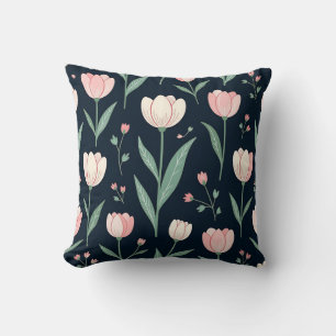 Elegante rosa Tulpen Blumen nahtloses Muster  Kissen