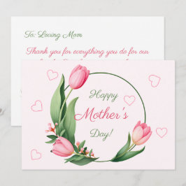 Elegante rosa Tulpen Floral Frohes Muttertag Karte