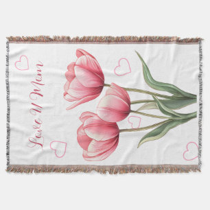 Elegante rosa Tulpen Floral Muttertag Decke