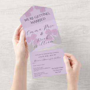 Elegante rosa Tulpen Hochzeit Alles in einer Einla All In One Einladung