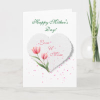 Elegante rosa Tulpen und Papierherz zum Muttertag 