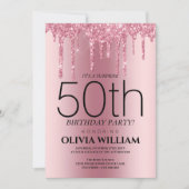 Elegante Rosa Überraschung Geburtstagsparty Einlad Einladung (Vorderseite)