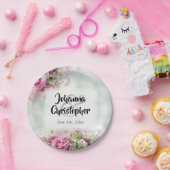 Elegante Rosa- und Aquamarine Frühlingsblütenhochz Pappteller (Party)