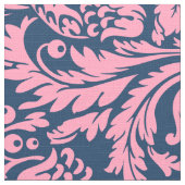 Elegante Rosa und blaue blühende Damaskus Stoff (Nahaufnahme)