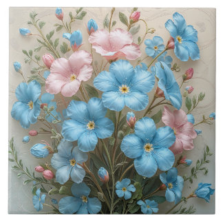 Elegante rosa und blaue Blumen Fliese