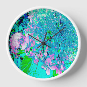 Elegante rosa und blaue Limelight-Hortensie Uhr