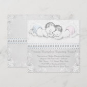 Elegante Rosa und Blue Twin Baby Dusche Einladung (Vorne/Hinten)