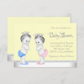 Elegante Rosa und Blue Twins Baby Dusche Einladung (Vorne/Hinten)