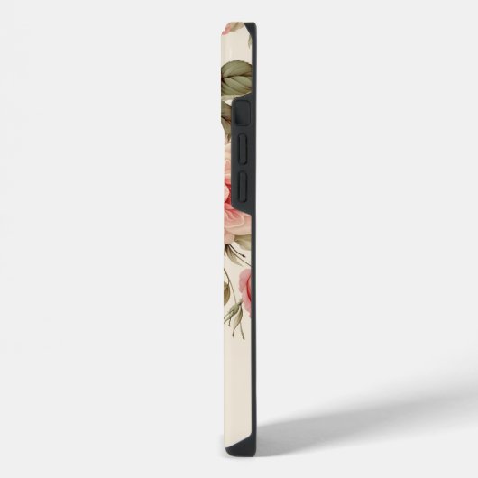 Elegante Rosa- und Blush-Rose mit Monogramm iPhone Hülle (Linke Seite)