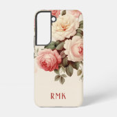 Elegante Rosa- und Blush-Rose mit Monogramm Samsung Galaxy Hülle (Rückseite)