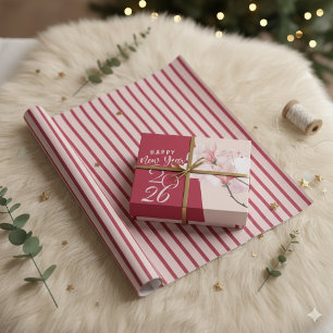 Elegante rosa und bordeauxrote diagonale Streifen Geschenkpapier