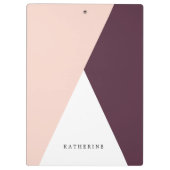 Elegante, rosa und bordeauxrote Dreiecke Klemmbrett (Rückseite)