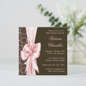 Elegante Rosa und Braun Girl Dusche Einladung (Stehend Vorderseite)