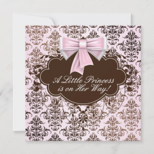 Elegante Rosa und Braun Princess Babydusche Einladung