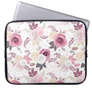 Elegante Rosa und Creme Rose Laptop-Sieb Laptopschutzhülle