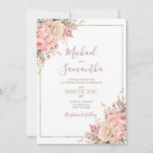 Elegante Rosa- und Elfenbeinfrühlings-Hochzeit der Einladung (Vorderseite)