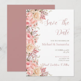 Elegante Rosa- und Elfenbeinfrühlings-Hochzeit der Save The Date