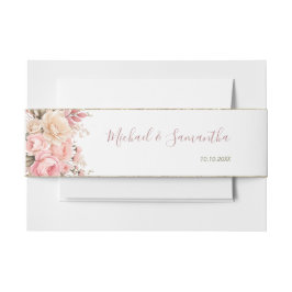 Elegante Rosa- und Elfenbeinhochzeit - Rose Einladungsbanderole