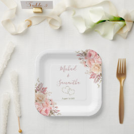 Elegante Rosa- und Elfenbeinhochzeit - Rose Pappteller