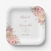 Elegante Rosa- und Elfenbeinhochzeit - Rose Pappteller (Vorderseite)