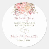 Elegante Rosa- und Elfenbeinhochzeit - Rose Runder Aufkleber (Vorderseite)