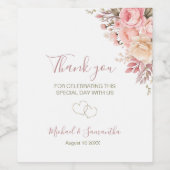 Elegante Rosa- und Elfenbeinhochzeit - Rose Weinetikett (Einzelnes Label)