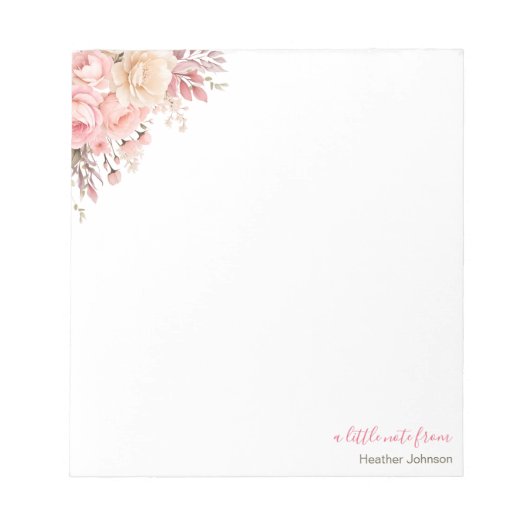 Elegante Rosa und Elfenbeinküste Rose Custom Notizblock (Vorderseite)
