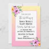 Elegante Rosa und Gelbe Petunias Blumenzehen Einladung (Vorderseite)