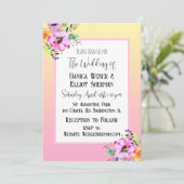 Elegante Rosa und Gelbe Petunias Blumenzehen Einladung (Stehend Vorderseite)