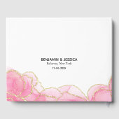 Elegante Rosa und Gold Moderne Hochzeit Gästebuch (Rückseite)