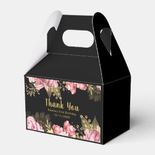 Elegante rosa und goldene Blumen Geburtstag Geschenkschachtel