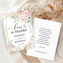 Elegante rosa und goldene Blumen-Hochzeit-Dankeska