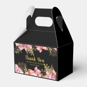 Elegante rosa und goldene Blumen Sweet Sixteen Geschenkschachtel