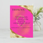 Elegante rosa und goldene Dankeskarten Dankeskarte (Stehend Vorderseite)